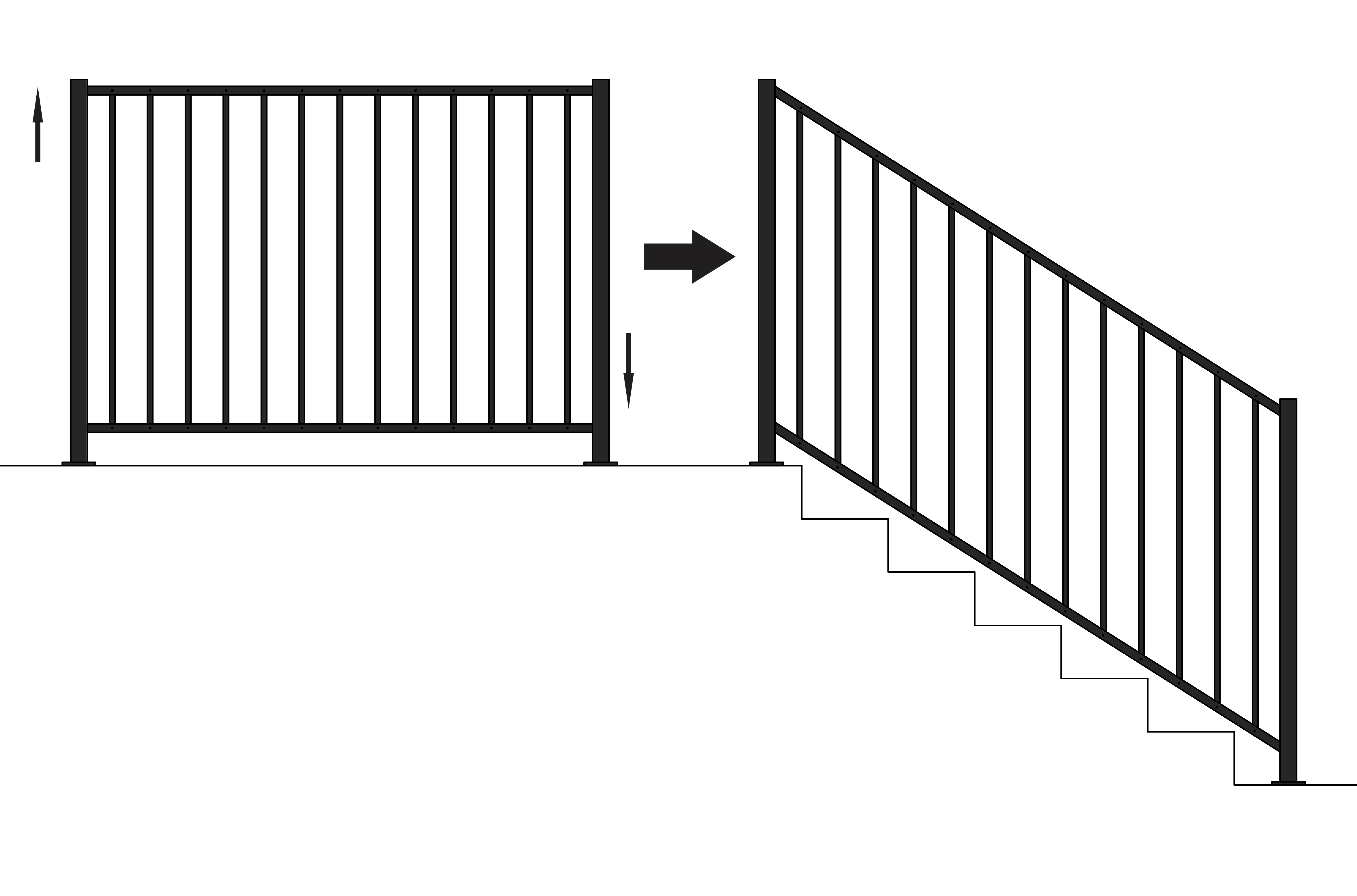 Adjustable angle stair railing